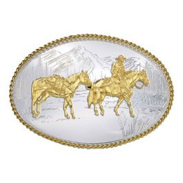 Montana Silversmiths Etched Mountains Western Belt Buckle