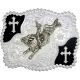 Montana Silversmiths Christian Flourish Scallop Shape Belt Buckle with Bullrider 3611-528