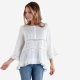 WRANGLER® WOMEN'S BELL SLEEVE LACE TRIM PEASANT BLOUSE WD8801W