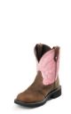 JUSTIN WOMEN'S BROWN GYPSY BOOTS WITH PINK TOP L9901