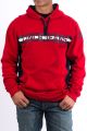 Cinch Mens Red and Navy Cotton-Poly Fleece Hoodie With Contrast Side Piecing MWK1218001
