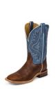 TONY LAMA MEN'S PECAN BISON AMERICANA WESTERN BOOTS WITH BLUE TOPS 7955