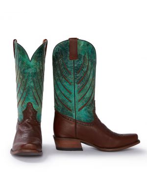 Stetson Men's TURQUOISE CRATER & BROWN OILED COWBOY BOOT 12-020-8603-0189