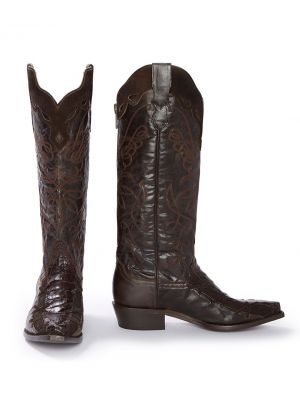 Stetson Women's Georgia Oiled Caiman & Suede Zip Back Cowboy Boot 12-021-6116-4005