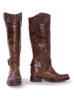 Stetson Women's Brown Burnished Cognac Paisley Side Zip Cowboy Boot 12-021-7107-0963