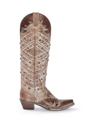 Stetson Women's ADELINE BURNISHED BROWN BACK ZIP COWBOY BOOT 12-021-9105-1301