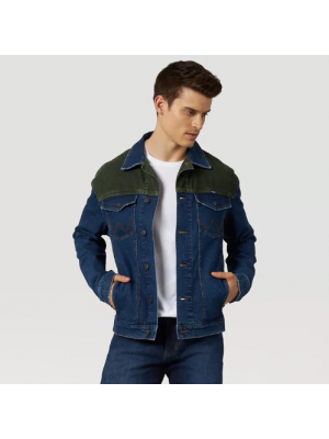 WRANGLER MEN'S  CORDUROY SHOULDER DENIM TRUCKER JACKET MJM13FL