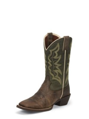 JUSTIN MEN'S WAXY BROWN WESTERN BOOTS 2569