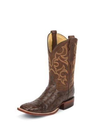 JUSTIN MEN'S TOBACCO FULL QUILL OSTRICH EXOTIC BOOTS 8515