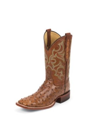 JUSTIN MEN'S COGNAC WAXY FULL QUILL OSTRICH REMUDA® EXOTIC BOOTS 8516