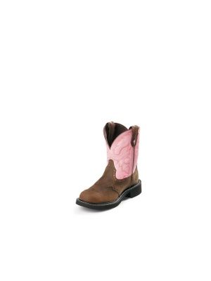 JUSTIN WOMEN'S BROWN GYPSY BOOTS WITH PINK TOP L9901