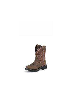 JUSTIN WOMEN'S BROWN GYPSY BOOTS WITH PINK DETAIL L9903