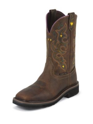 JUSTIN WOMEN'S RUGGED TAN STAMPEDE COMPOSITION TOE WORK BOOTS WKL4664
