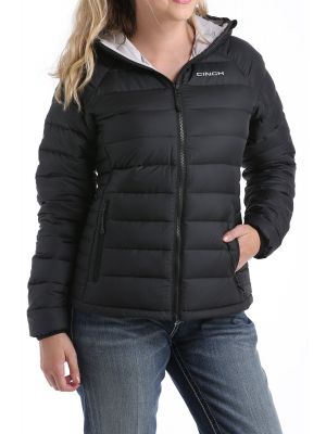 CINCH WOMENS HEAVYWEIGHT QUILTED DOWN JACKET - BLACK MAJ9851001