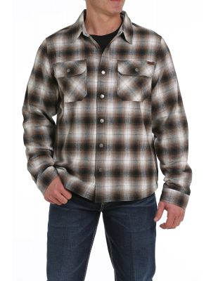 Cinch MENS PLAID JERSEY LINED SHIRT JACKET - BROWN MWJ1228001