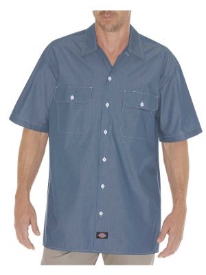 Dickies Mens Relaxed Fit Short Sleeve Chambray Shirt WS509