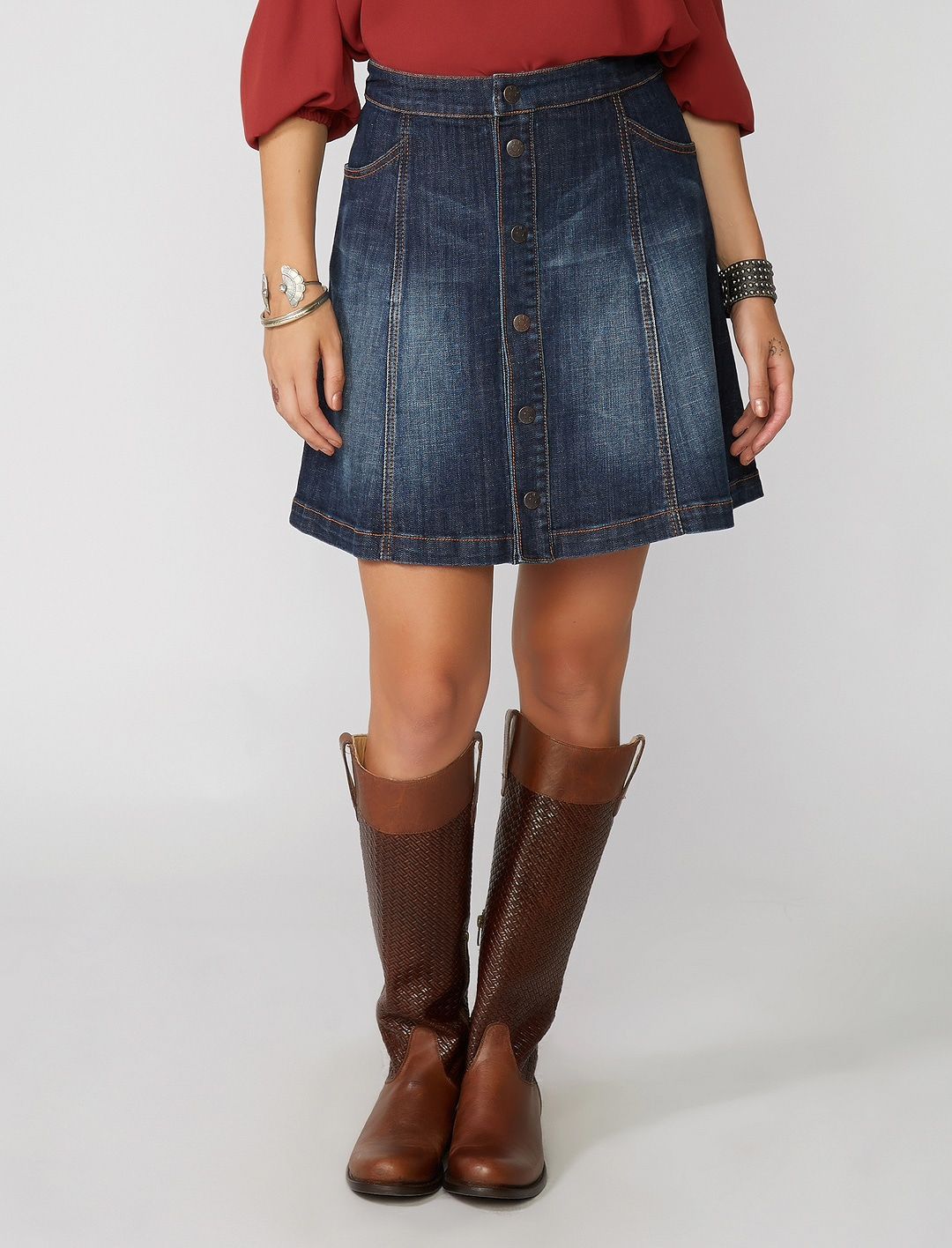 gored denim skirt