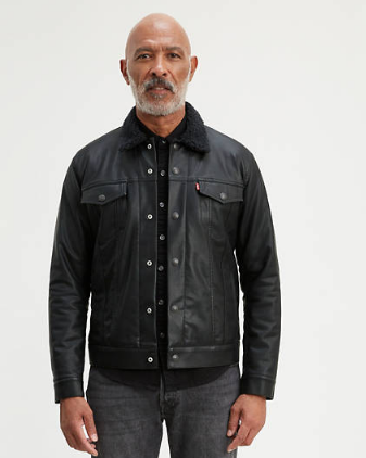 levis mens leather trucker jacket