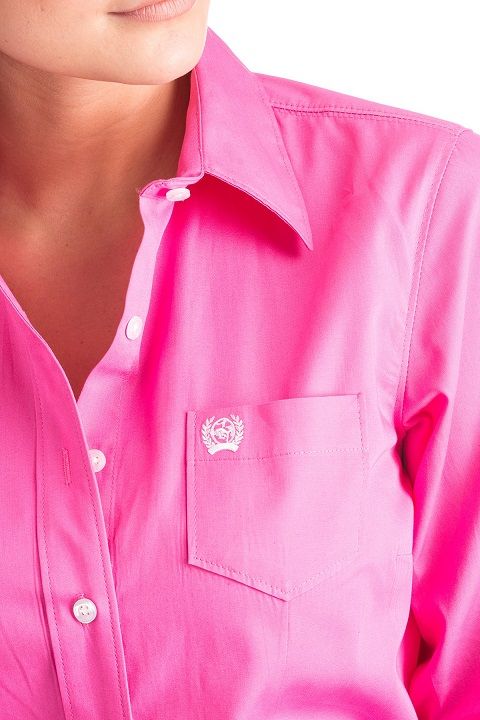 Cinch Women's Solid Pink Button Down Western Shirt