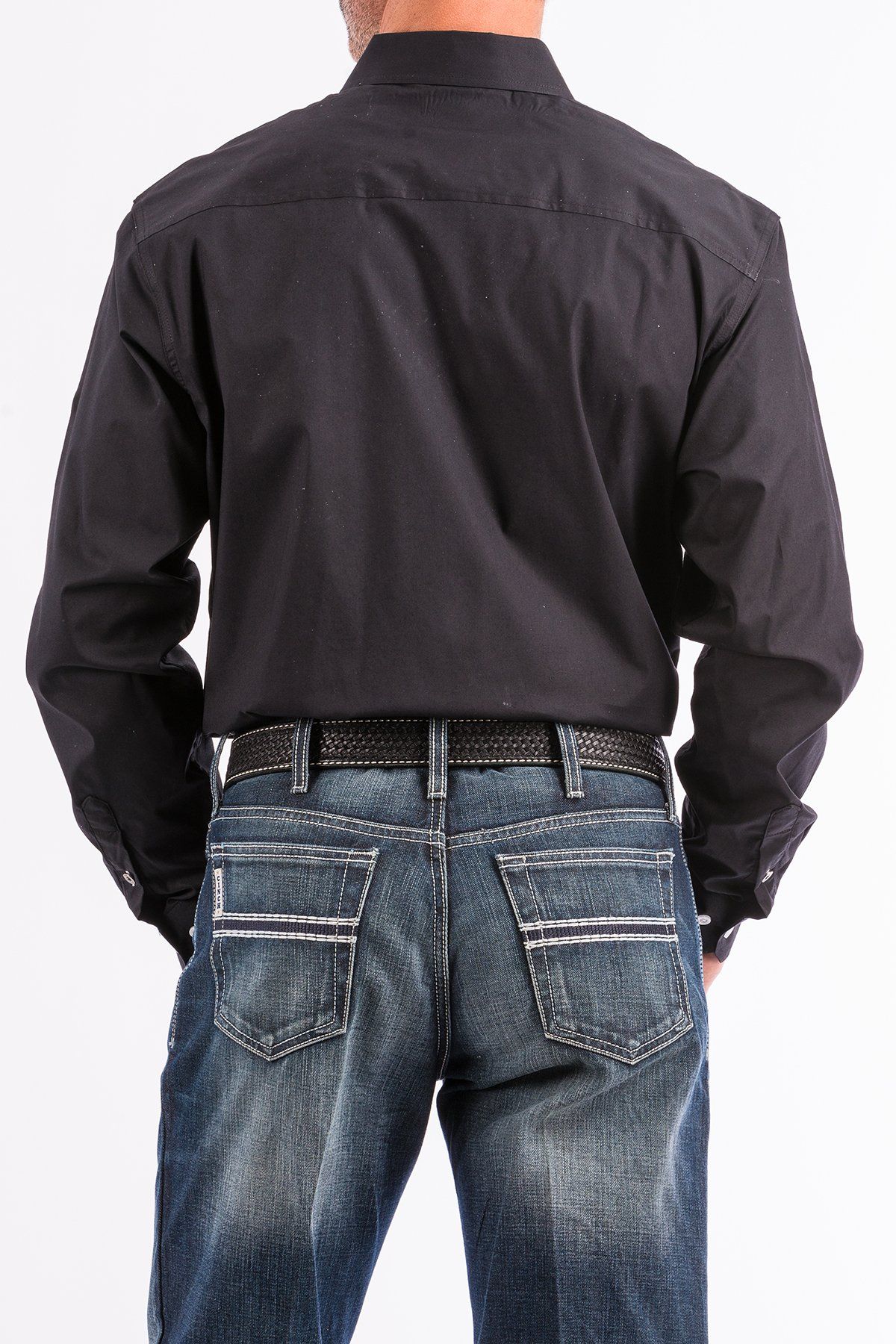 Men's Modern Fit Black Button-Down Shirt