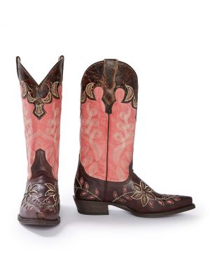 Stetson Women's April Chocolate & Burnished Pink Cowboy Boot 12-021-6105-1002