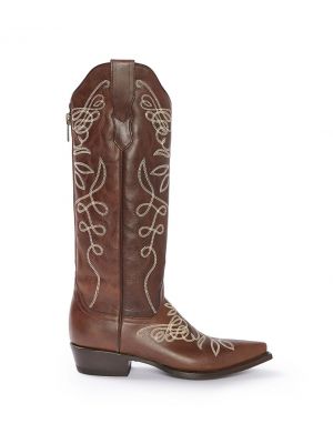 Stetson Women's ADELINE BURNISHED BROWN BACK ZIP COWBOY BOOT 12-021-6115-0950