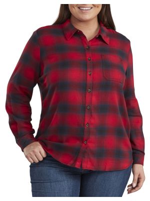 DICKIES WOMEN'S Plus Size Long Sleeve Plaid Shirt FLW075