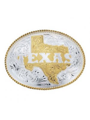 Montana Silversmiths Silver Engraved Western Belt Buckle with Etched State of Texas 5630
