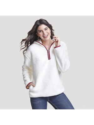 WRANGLER WOMEN'S WRANGLER RETRO® HALF ZIP ALLOVER SHERPA HOODIE LWK861N