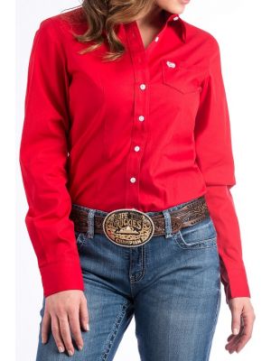 Cinch WOMENS SOLID RED BUTTON-DOWN WESTERN SHIRT MSW9164032