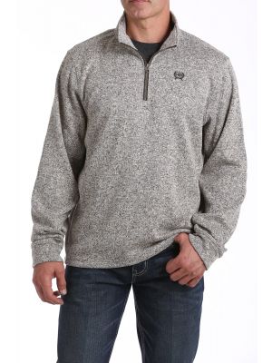 CINCH MENS 1/4 ZIP SWEATER KNIT FLEECE PULLOVER - KHAKI MWK1080003