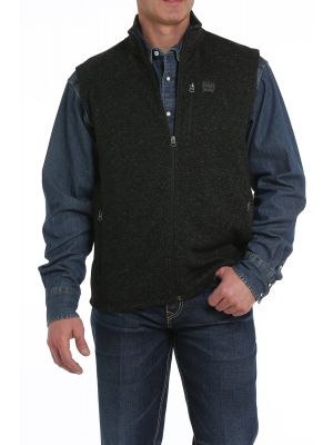 CINCH MENS SWEATER KNIT FLEECE VEST - HEATHER BLACK MWV1225001