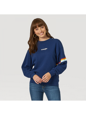 WRANGLER WOMEN'S 80S RETRO RAINBOW STRIPE SWEATSHIRT WCKLSBD