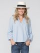 Stetson Mini Pinstripe Open V Neck Blouse 11-050-0597-2010