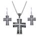 Montana Silversmiths Rhinestone Cross set in Antiqued Filigree Jewelry Set JS1185