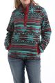 CINCH WOMENS PRINTED POLAR FLEECE PULLOVER - TEAL/BURGUNDY MAK9820001