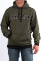 Cinch Mens Heathered Olive Poly Tech Fleece Hoodie MWK1206004