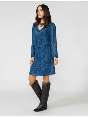 Stetson ORNAMENTAL BLUES TIE WAIST DRESS 11-057-0590-0709
