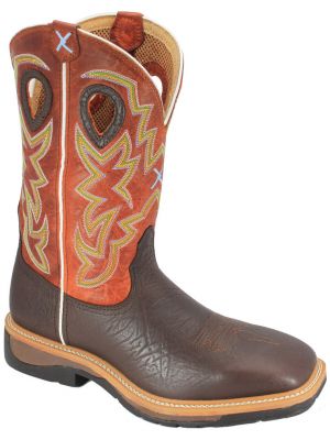 Twisted X Men's Orange Lite Cowboy Work Boots 050X64
