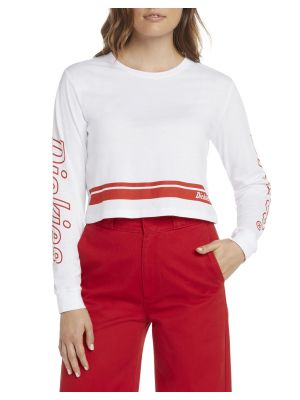 DICKIES WOMEN'S Signature Striped Hem Long Sleeve Cropped T-Shirt L10048