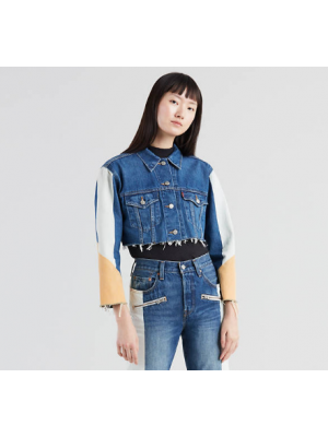 Levi's Women's Cut-Off Cropped Moto Trucker Jacket 727350000