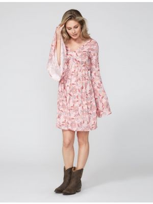 Stetson WILDFLOWER PRINT BELL SLEEVE OPEN BACK DRESS 11-057-0590-2030