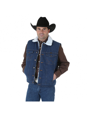 WRANGLER® SHERPA LINED DENIM VEST - PREWASHED 74131PW