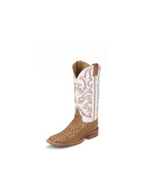 JUSTIN MEN'S TAN FULL QUILL OSTRICH AQHA REMUDA BOOTS 8572