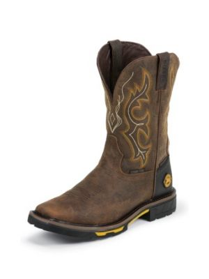 JUSTIN MEN'S RUSTIC BARNWOOD HYBRED® WATERPROOF COMPOSITION TOE WORK BOOTS SE4625