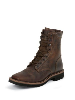 JUSTIN MEN'S RUGGED TAN STAMPEDE WORK BOOTS WK681