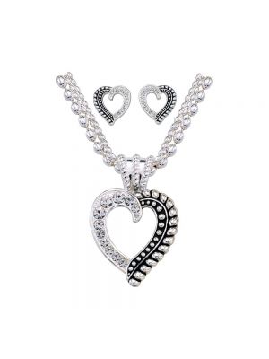 Montana Silversmiths Twisted Rope and Crystals Heart Jewelry Set JS1041