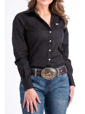 Cinch WOMENS SOLID BLACK BUTTON-DOWN WESTERN SHIRT MSW9164027