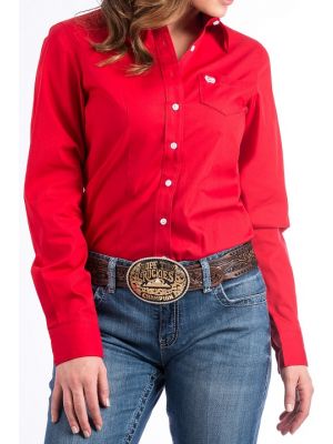 Cinch WOMENS SOLID RED BUTTON-DOWN WESTERN SHIRT MSW9164032