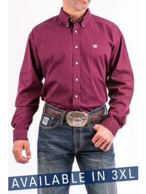 Cinch MENS 3XL SOLID BURGUNDY BUTTON-DOWN WESTERN SHIRT MTW104239X